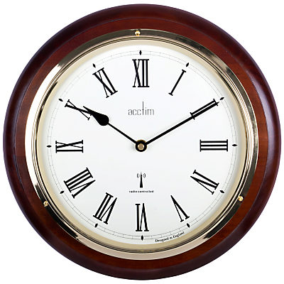 Acctim Durham Radio Controlled Wall Clock, Mahogany, 32cm Acctim Durham Radio Controlled Wall Clock, Mahogany, 32cm